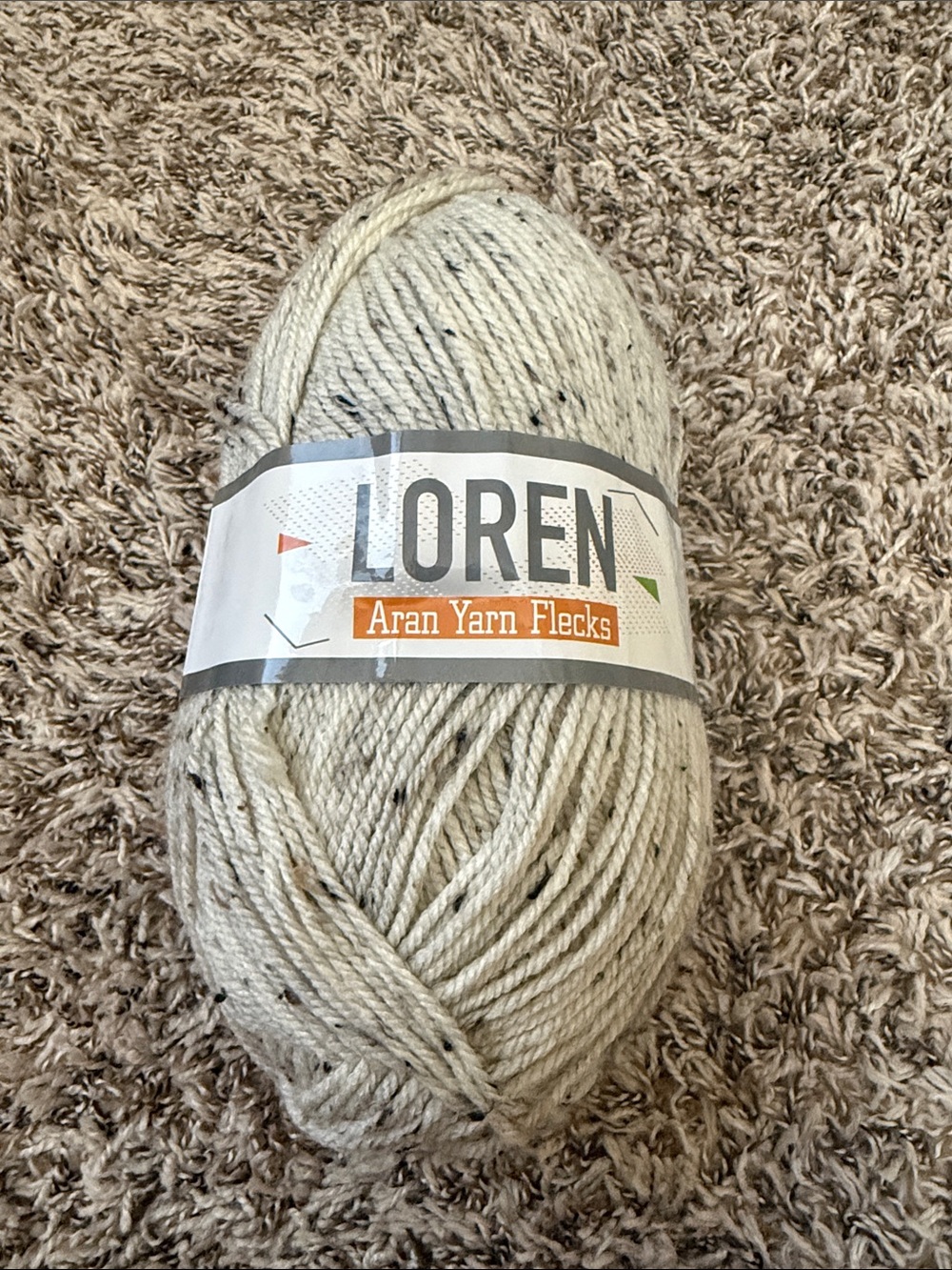 Loren Aran Yarn Flecks Cream Tweed 200g Discontinued Knitting Crochet Yarn